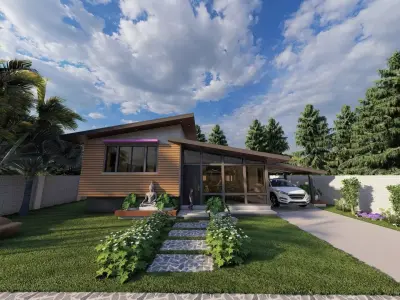 Modern Bungalow House Single Storey 3D model