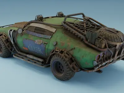 Post Apocalyptic 1970 Chevrolet Camaro Mid-Poly 3D model Low-poly 3D model