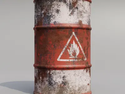 Metal barrels low poly collection  Low-poly 3D model