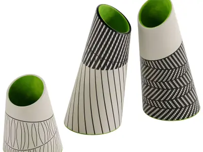 Lara Scobie 2 Ceramic Vase Set of 3 3D model