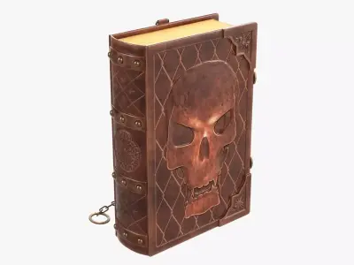 Old book in leather decorated 01 3D model