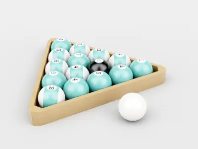 Wood Pool Triangle and  Ball Set 3D model