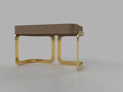 Bench in metal and leather 3D model