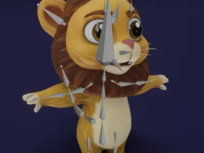 Cartoon Lion Rigged 3D Model Low-poly 3D model