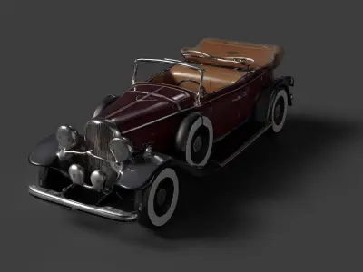 Chinese vintage car  figure  Low-poly 3D model