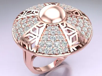  Mesh flower ring - Italian rings - Womens Rings - N6357 3D print model