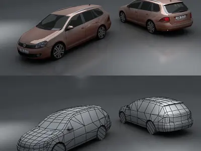 Volkswagen Golf Variant Low-poly 3D model