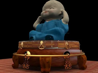 Chinese with display stand  with blue monk kid 3D model