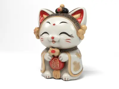 Chinese figure cat Low-poly 3D model