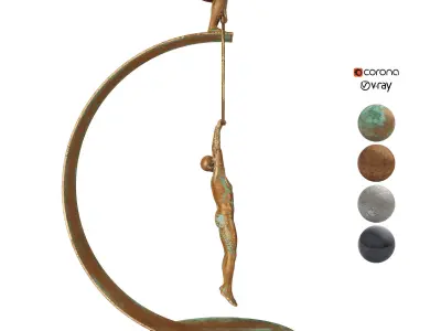 Decorative Sculpture with 4 PBR metal materials 3D model