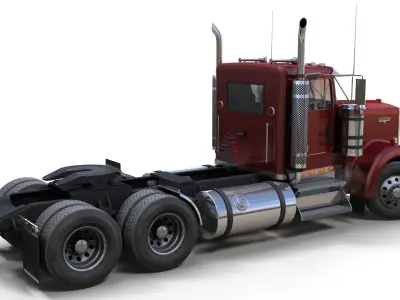 Kenworth daycab truck Low-poly 3D model