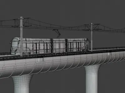 Warsaw tram bridge II 3D model