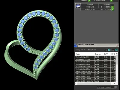 light weight yellow gold  diamond pendent -DOC-P8095 3D print model