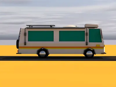 lowpoly camper van trailer SUV RV Low-poly 3D model