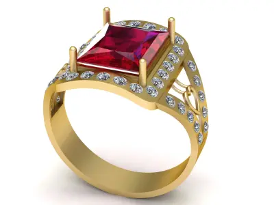 LUXRY DIAMONT RUBY  RING 3D PRINTABLE MODEL  3D print model