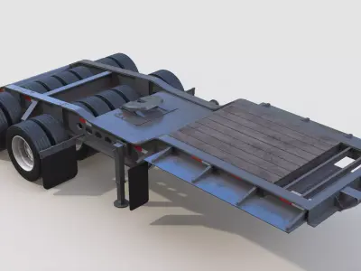 16 Wheel Oilfield Jeep Trailer Low-poly 3D model