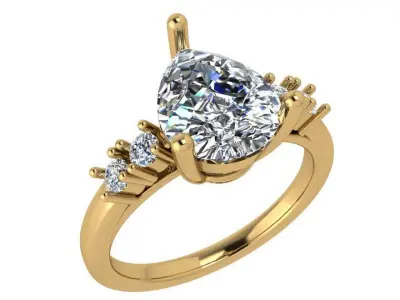 Pear Diamond Ring 3747 3D print model