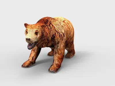 Red Bear Rigged 3D Models game Low-poly 3D model