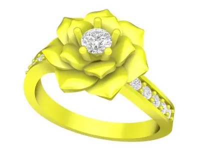 A4632 Diamond Flower Ring 3D Model 3D print model