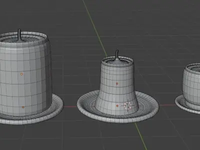 Set of 3 candles and their base Free low-poly 3D model