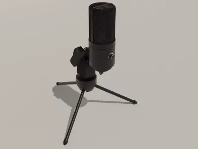 Black Microphone Minimalistic 3D Asset 3D model