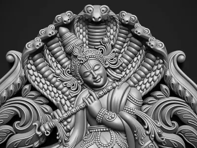 Krishna Dancing Art Relief 3D print model