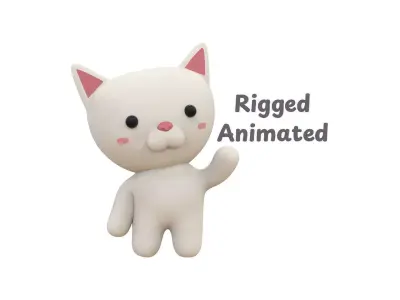 Chubby Cat Animated for Games Low-poly 3D model