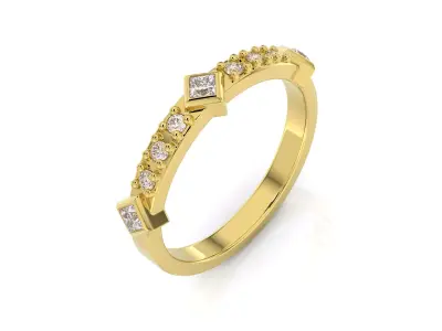 D-1803 gold diamond band ring 3D print model