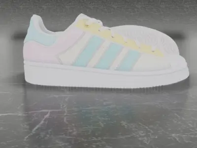 Adidas 3D Shoes - White SuperStar Series Low-poly 3D model