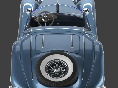 Mercedes 1938 540k blueprint with open top 3D model