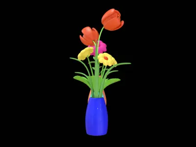 Flower Vase Set  Low Poly 3D Model 3D model