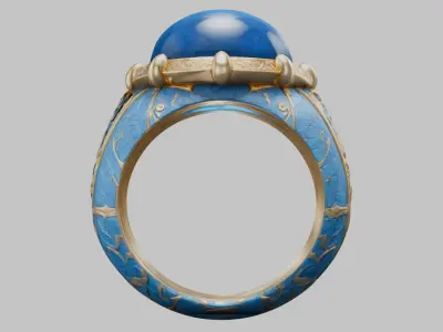 Fantasy Medieval Blue Ring Low-poly 3D model