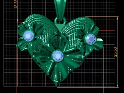Golden Floral Heart Pendant  3D print model