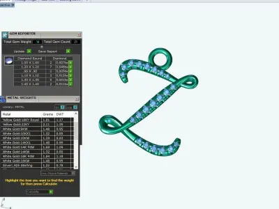 Initial Letter Z Alphabet pendant 3D print model