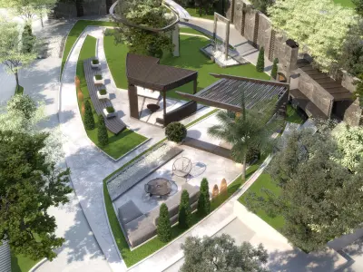 Landscape garden and outdoor area 3D model