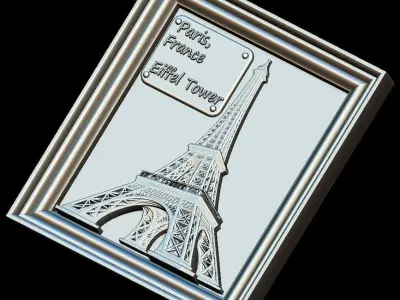 Eiffel Tower Panno STL File for CNC Relief engraving 3D model