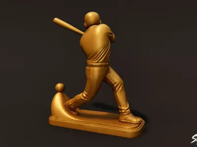 Golden Baseball Statue Low-poly 3D model