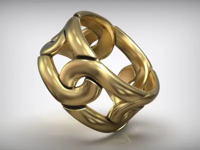 Miami Cuban Chain Link Ring Free 3D print model