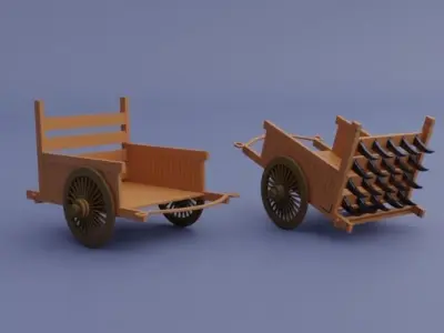 Ancient Chinese chariot Low-poly 3D model