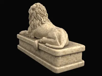 Lion statue marble Low-poly 3D model