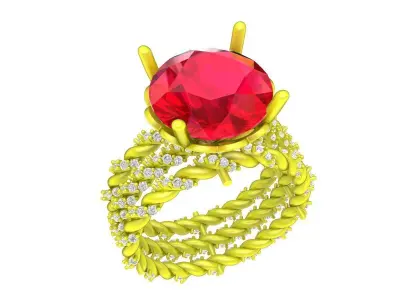 A7717 Diamond Women Twist Ring 3D Model 3D print model