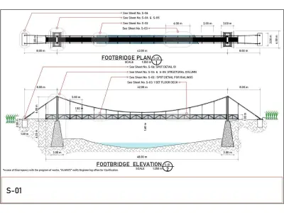 PROPOSED 42 m LONG FOOTBRIDGE 3D model