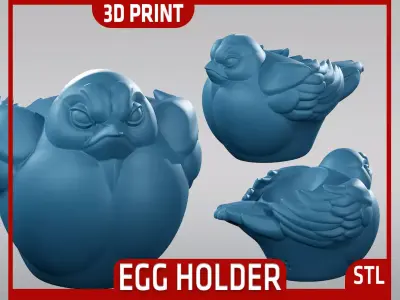Easter Bird - Egg Holder - Candle - STL 3D print model