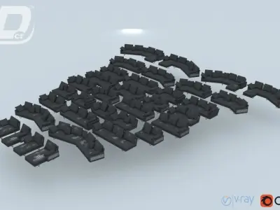 Amber Sofa Modular Set 3D model