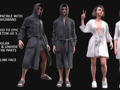 Mens and Womens Bathrobes - Modular - Rigged 3D Model Collection