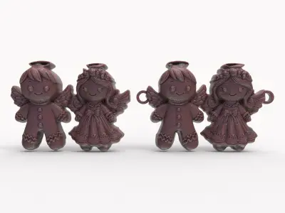 3d ginger bread and angle decor  3D print model