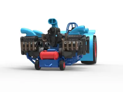 Pulling tractor with 5 engines V8 Version 3 Scale 1 to 25 3D print model