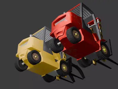 Forklift PBR Textures Optimized Industrial Vehicle Game Ready Low-poly 3D model