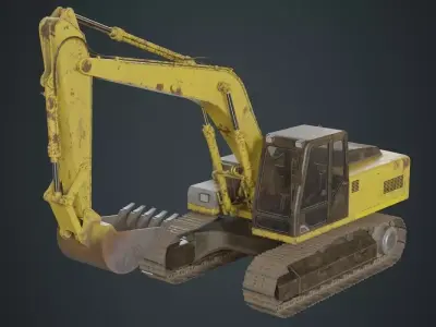 Excavator 1B Low-poly 3D model