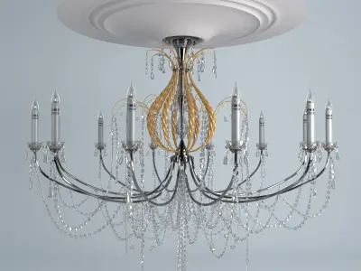 Chandelier with crystals hanging from it 3D model
